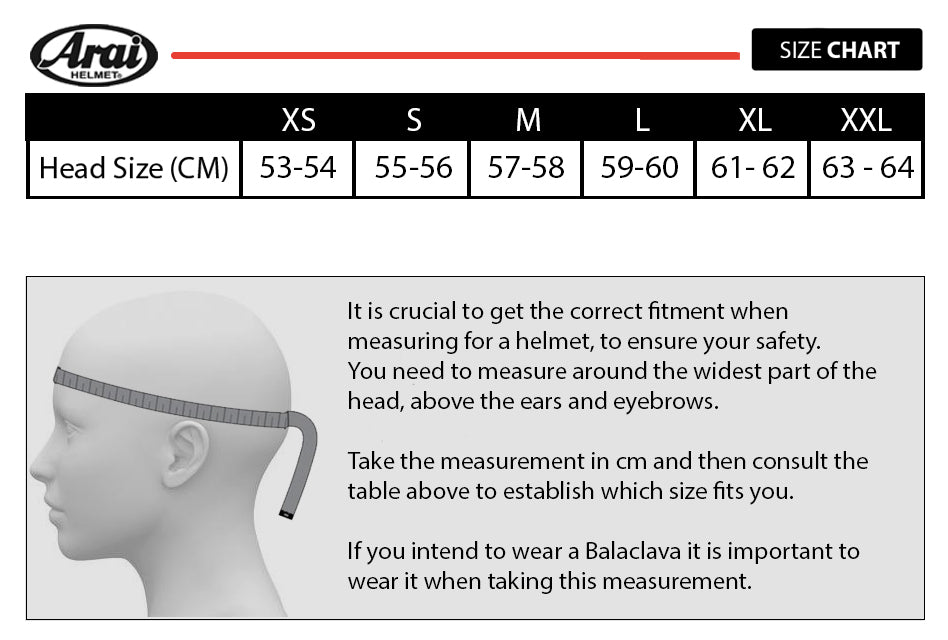 Arai helmet sizing store